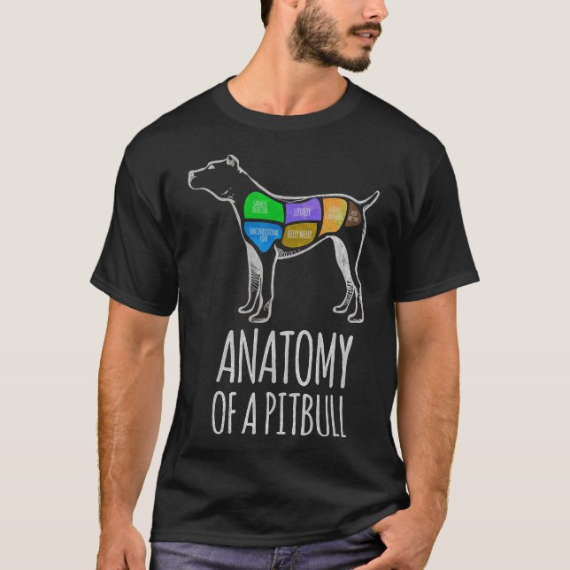 Camiseta Anatomia De Um Touro Engraçado Para Pistas De Cães (Frente)