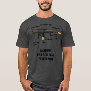 Camiseta Anatomia de uma Arma Rifle Pewer Pewer Rápida Real
