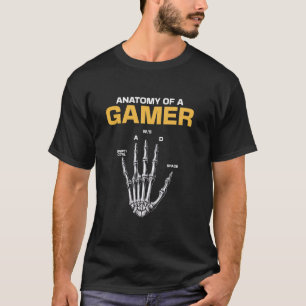 Camiseta Anatomia De Uma Mão De Esqueleto De Gamer Engraçad