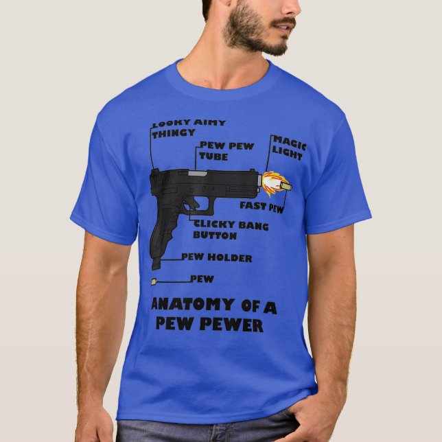 Camiseta Anatomia de uma munição Pew Pewer e Emenda de Arma (Frente)