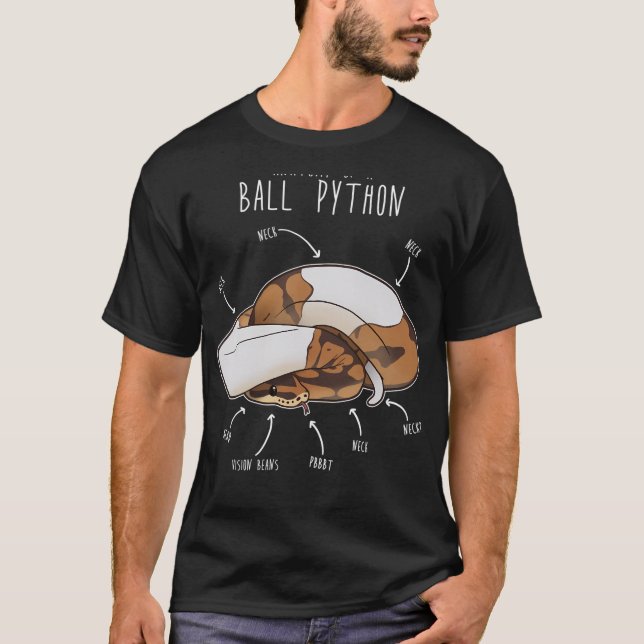 Camiseta Anatomia de uma píton-balística piebalde (Frente)