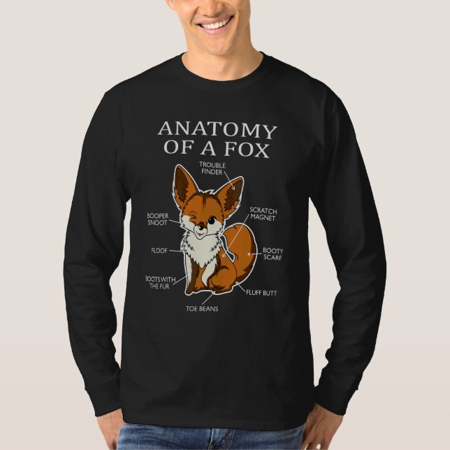 Camiseta Anatomia De Uma Raposa    Carnívoro Fofo Doce   An (Frente)