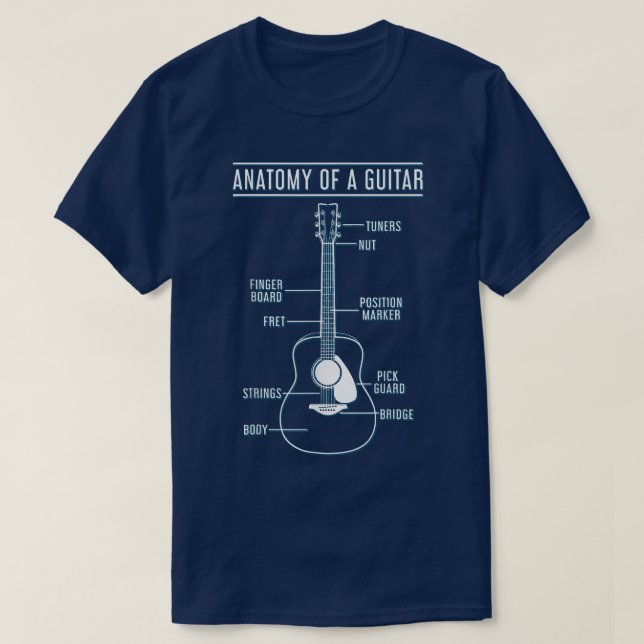 Camiseta Anatomia De Violão E Anatomia De Violão (Frente do Design)