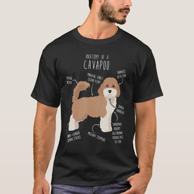 Camiseta Anatomia do Cachorro Contra Cavapoo Cute Funny Pet (Frente)