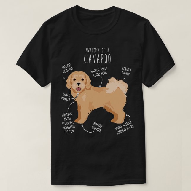 Camiseta Anatomia do Cão Cavapoo 6 (Frente do Design)