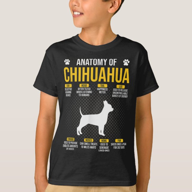 Camiseta Anatomia Do Cão Chihuahua (Frente)