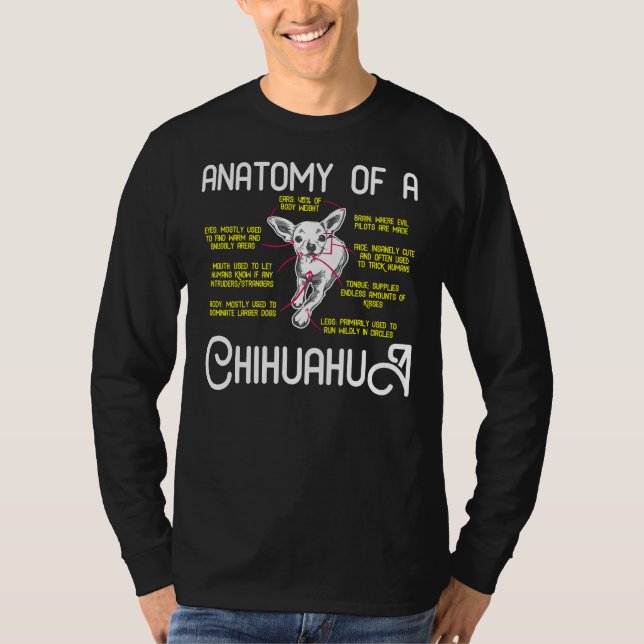 Camiseta Anatomia Do Cão Chihuahua Chihuahua Engraçada Por (Frente)