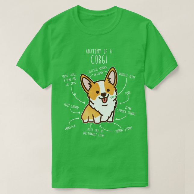 Camiseta Anatomia do Cão Corgi (Frente do Design)