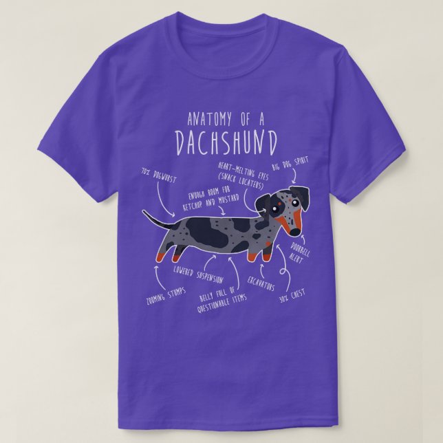 Camiseta Anatomia do cão-de-cheiro azul (Frente do Design)