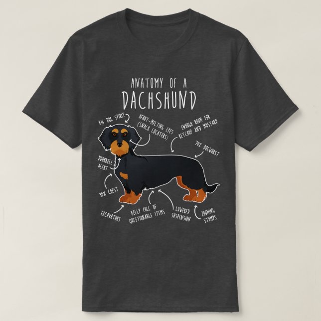 Camiseta Anatomia do cão-de-cheiro e do cão-de-cabeça-branc (Frente do Design)