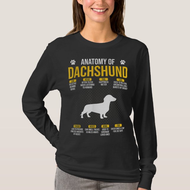 Camiseta Anatomia Do Cão De Dachshund (Frente)
