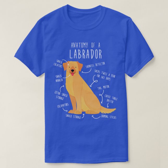 Camiseta Anatomia do cão do Labrador Amarelo (Frente do Design)