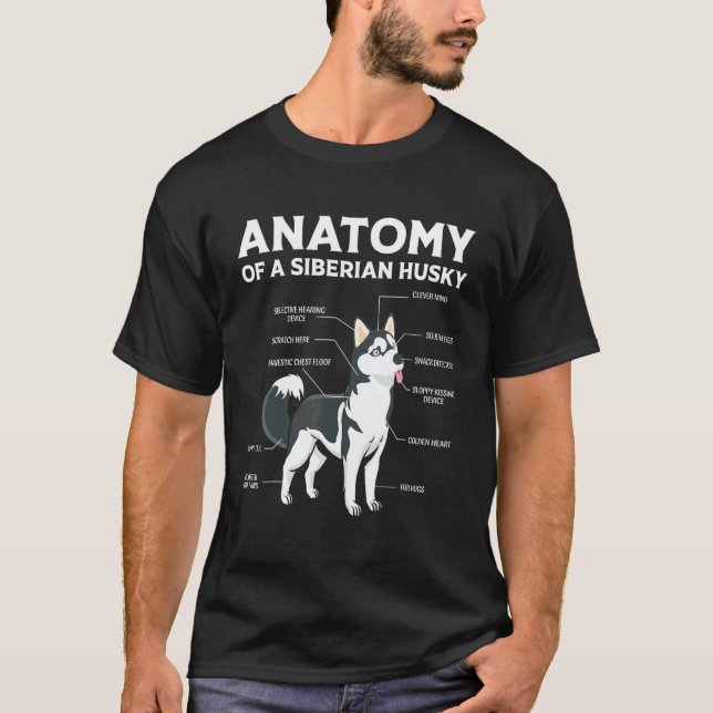 Camiseta Anatomia do Cão Husky Siberiano (Frente)