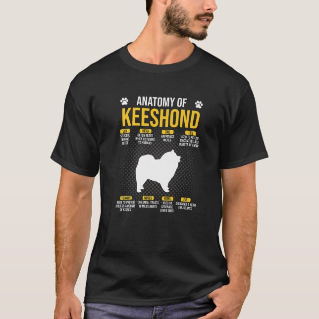 Camiseta Anatomia do Cão Keeshond (Frente)