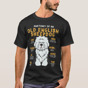 Camiseta Anatomia do cão-pastor inglês antigo Cachorro engr