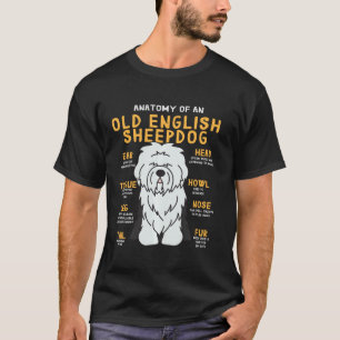 Camiseta Anatomia do cão-pastor inglês antigo Cachorro engr