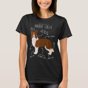 Camiseta Anatomia do Collie da borda vermelha Pet Cachorro 