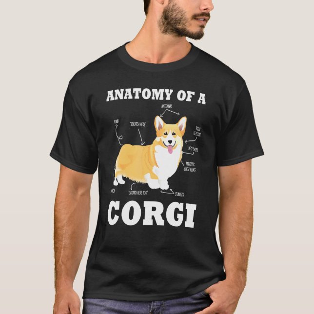 Camiseta Anatomia do Corgi Cachorro Pet (Frente)