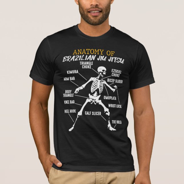 Camiseta Anatomia do esqueleto da luta de Jiu Jitsu (Frente)