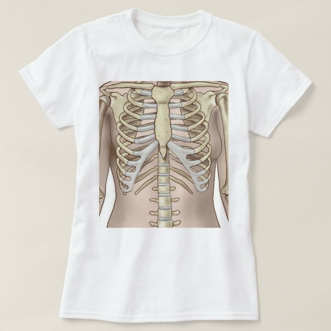 Camiseta Anatomia do esqueleto feminino do felpudo Express® (Frente do Design)