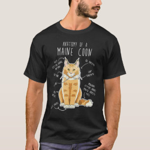 Camiseta Anatomia do Gato Maine Coon Mãe de Gato de Estima