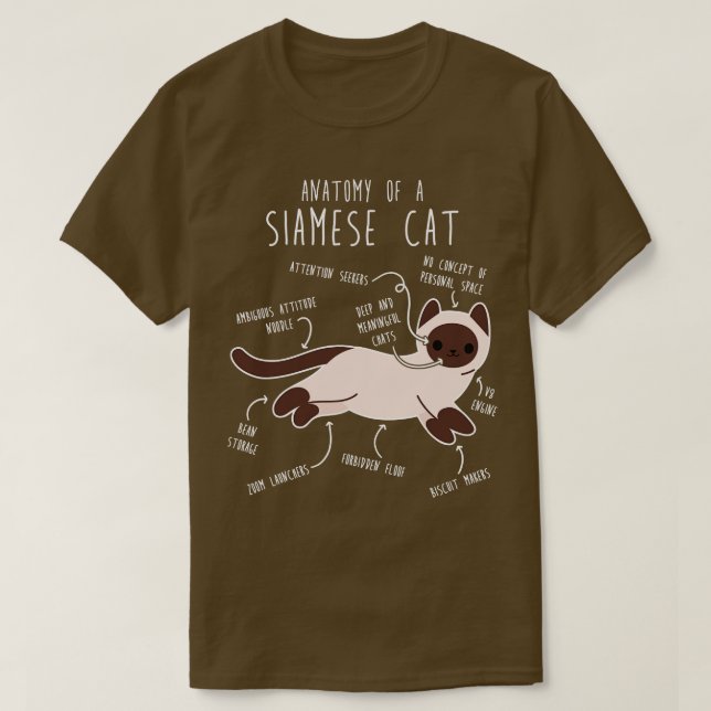 Camiseta Anatomia do gato siamês (Frente do Design)