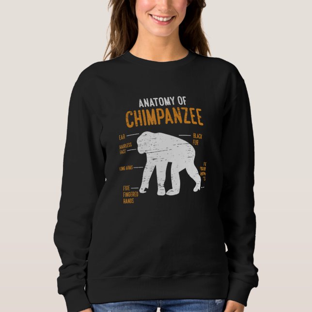 Camiseta Anatomia Do Macaco Chimpanzé Chimpanzé Macaco Vida (Frente)