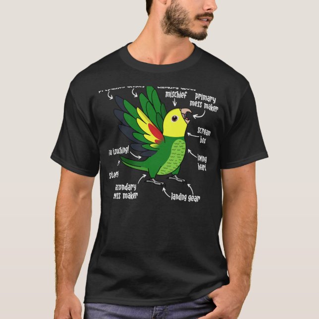 Camiseta Anatomia do papagaio I Amarelo duplo com cabeça Am (Frente)