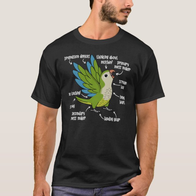 Camiseta Anatomia do papagaio I Calor de periquito de monge (Frente)