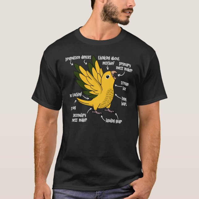 Camiseta Anatomia do papagaio I Ouro Conure (Frente)