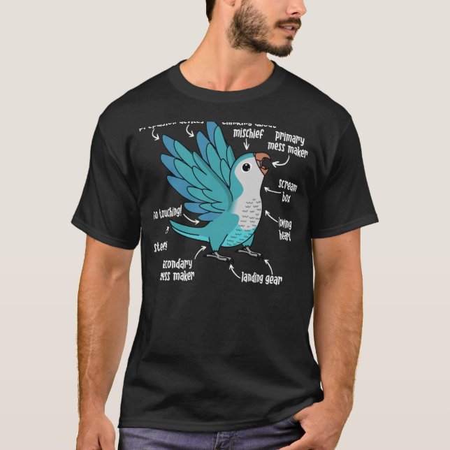 Camiseta Anatomia do papagaio I periquito-de-macaco azul (Frente)
