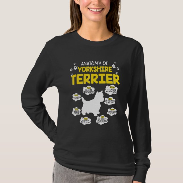 Camiseta Anatomia Do Yorkshire Terrier Dog (Frente)