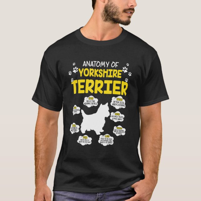 Camiseta Anatomia Do Yorkshire Terrier Dog (Frente)
