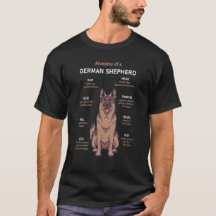 Camiseta Anatomia dos cães German shepherd para ovinos alem