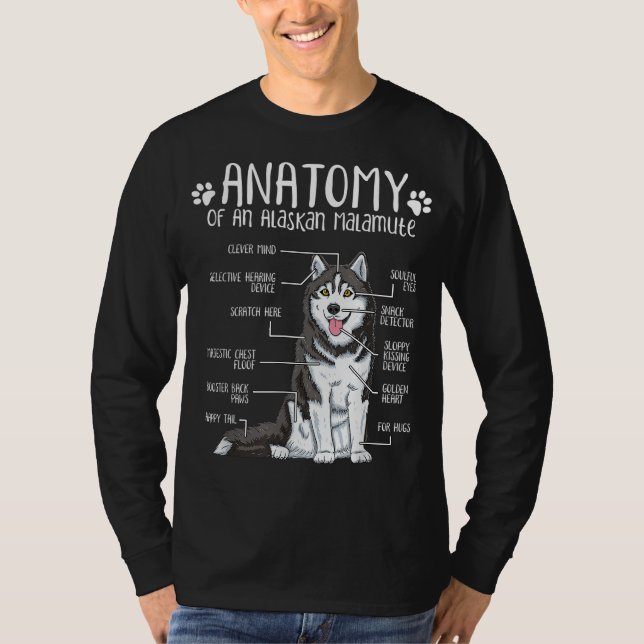 Camiseta Anatomia Engraçada - Alaskan Malamute Dog Lover (Frente)