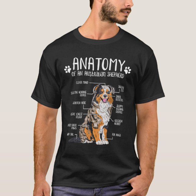 Camiseta Anatomia Engraçada Cachorro Australiano Lover Auss (Frente)