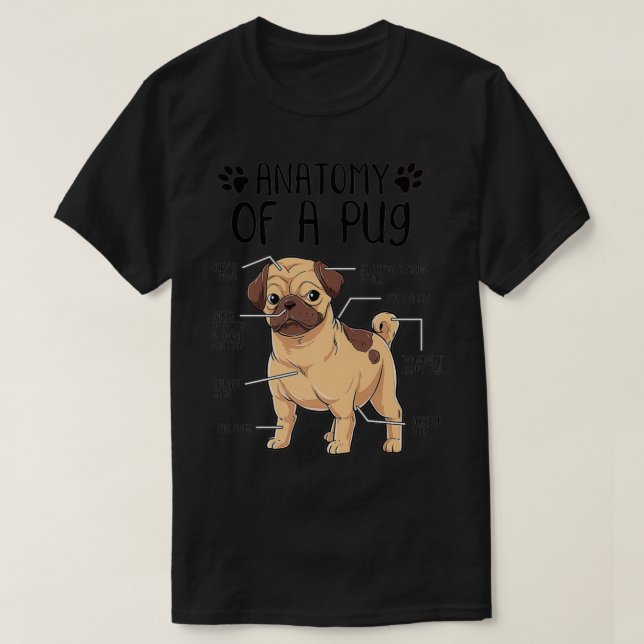 Camiseta Anatomia Engraçada Cachorro Pug Lover Premium (Frente do Design)