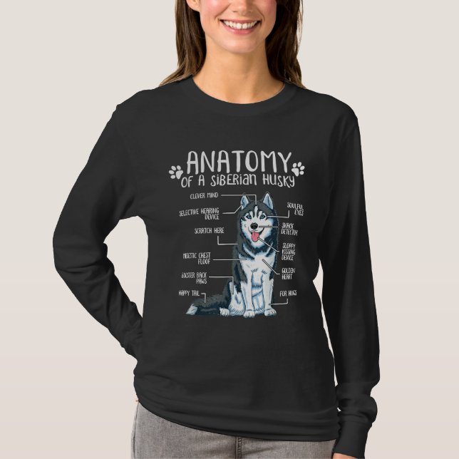 Camiseta Anatomia Engraçada Cachorro Siberiano Husky (Frente)