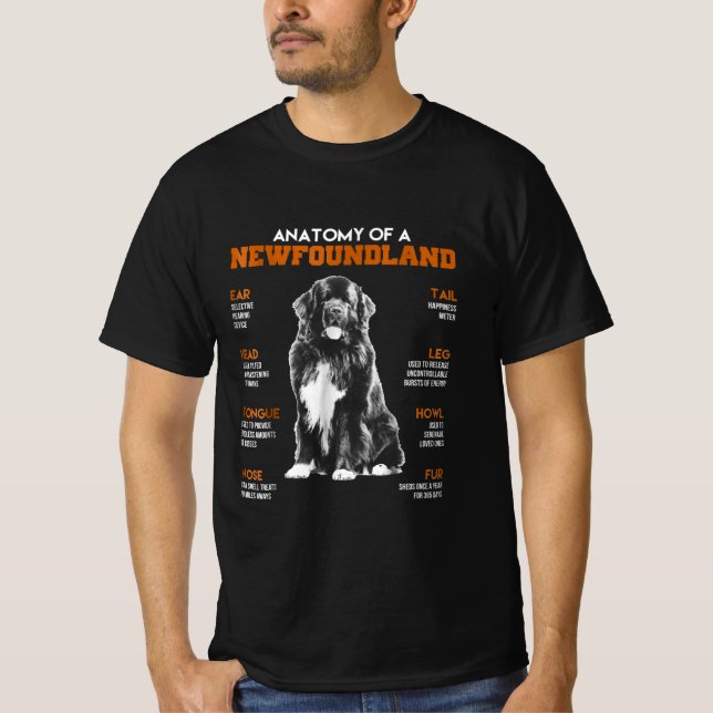 Camiseta Anatomia Engraçada De Cães Da Terra Nova (Frente)