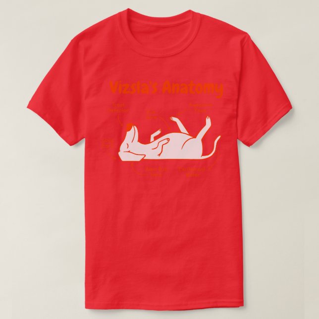 Camiseta Anatomia engraçada de cão Vizsla (Frente do Design)
