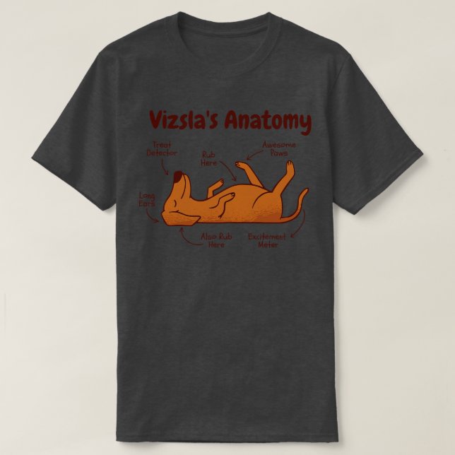 Camiseta Anatomia engraçada de cão Vizsla 1 (Frente do Design)
