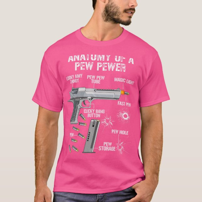 Camiseta Anatomia Engraçada De Um Pewer - Arma De Ammo - Em (Frente)