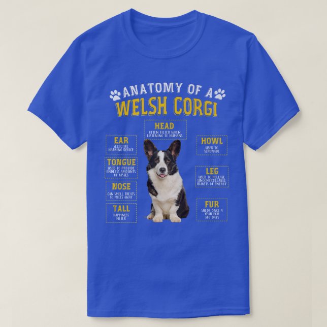 Camiseta Anatomia Engraçada Welsh Corgi Oferece Presentes P (Frente do Design)