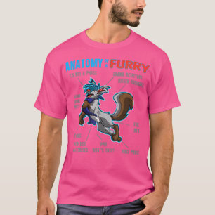 Camiseta Anatomia Furada De Um Lobo De Cartoon Furry