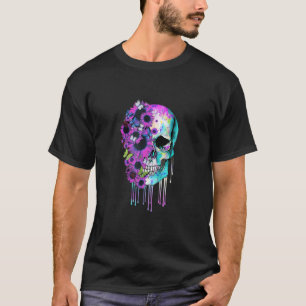 Camiseta Anatomia Humana Crânio Girassóis Clássicos Colorre