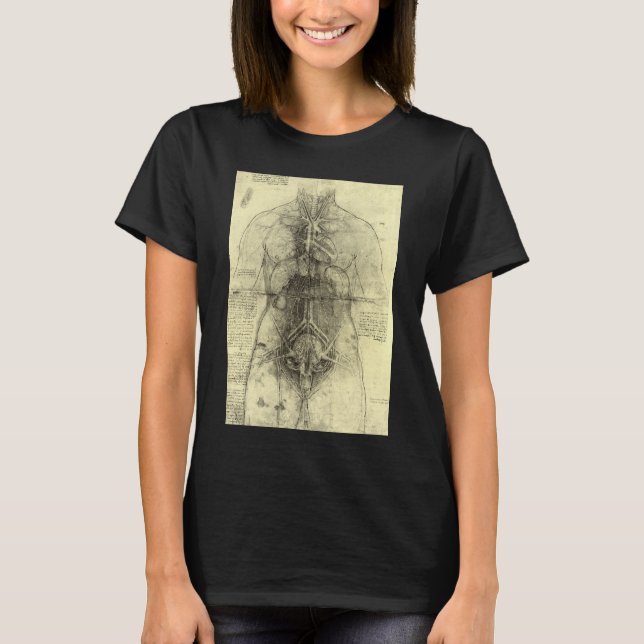 Camiseta Anatomia humana de Leonardo da Vinci, mulher Torso (Frente)