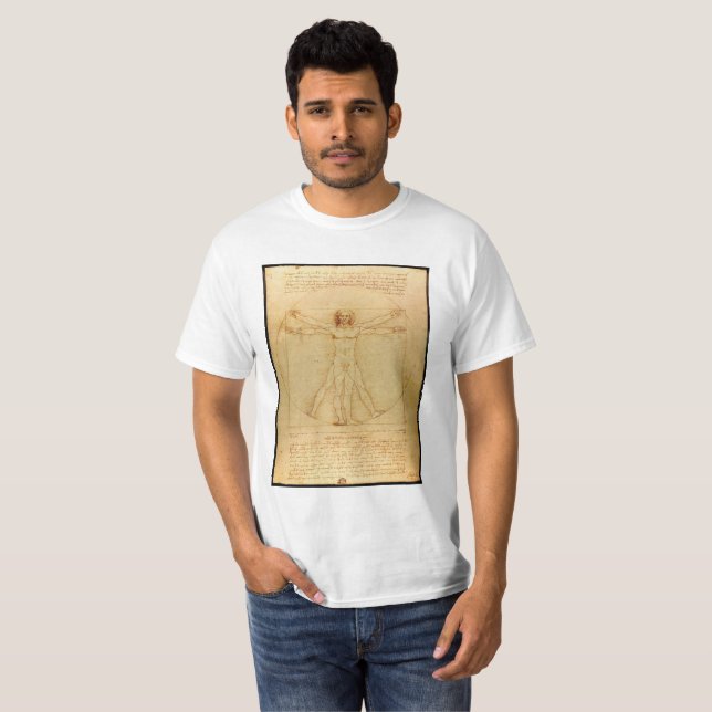 Camiseta Anatomia humana, Homem vitruviano por Leonardo da  (Frente Completa)