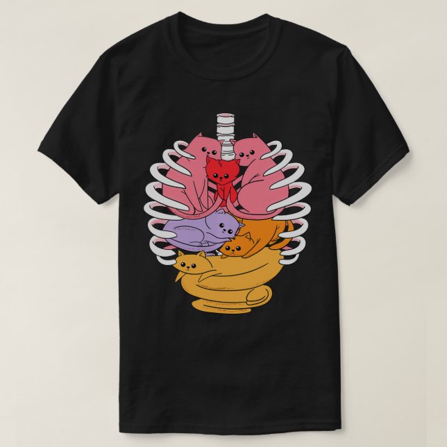 Camiseta Anatomia Humana Inspirou Órgãos De Gato Relacionad (Frente do Design)