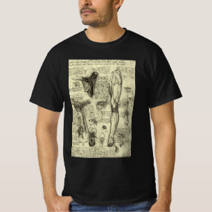 Camiseta Anatomia Humana Vintage Laringe Perna de Leonardo 