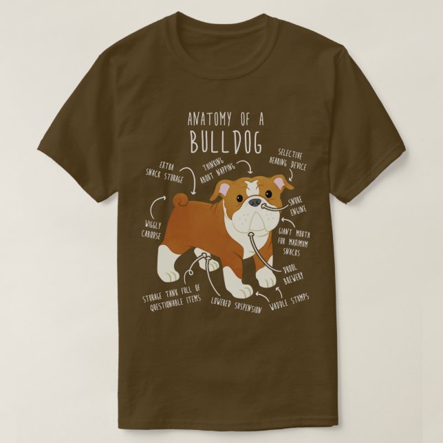 Camiseta Anatomia Inglesa do Cão Vermelho e Branco (Frente do Design)